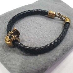 Alexander McQueen Skull Leather Bracelet