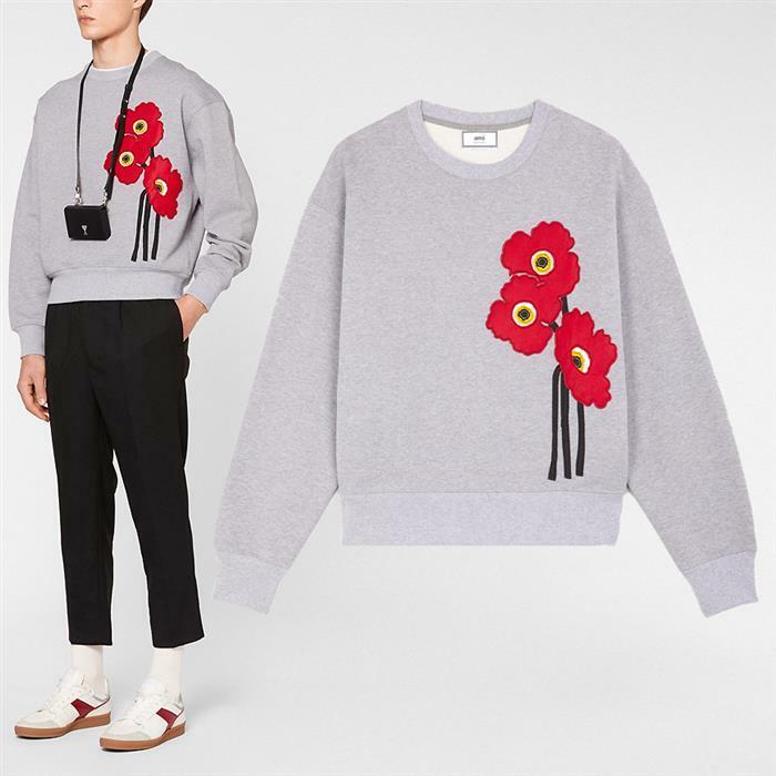 아미 20FW 포피 플라워 패치 맨투맨 A20HJ038 747 055 - 리본즈 코리아(REEBONZ KOREA)