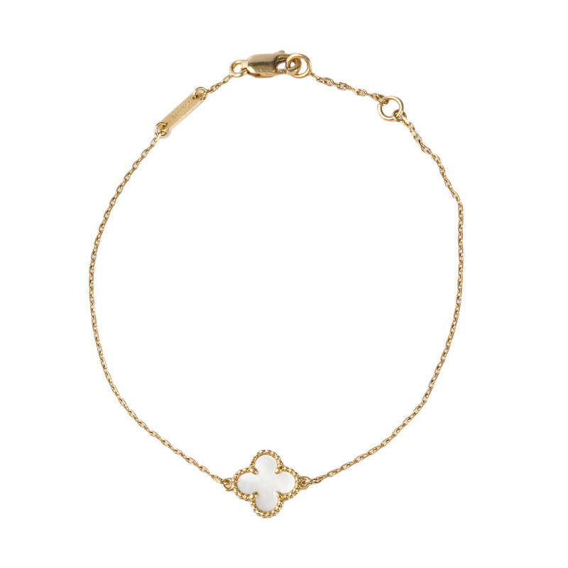 화이트 마더오브펄 18K 스위트 알함브라 팔찌 - Van Cleef & Arpels