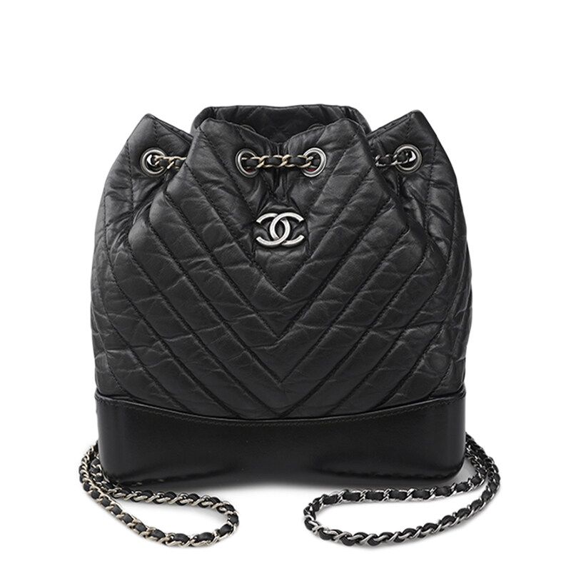 블랙 쉐브론 가브리엘 금흑장 체인 스몰 백팩 - Chanel