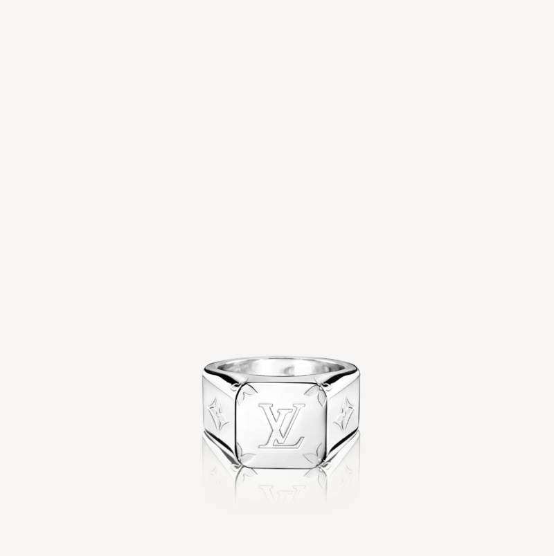 Louis Vuitton LOUIS VUITTON RING MONOGRAM SILVER GOLD LV LOGO M00513