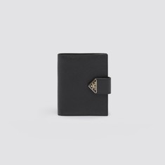 프라다 여자 반지갑 내부포켓 스냅클로저 트라이앵글 로고 블랙 1MV204