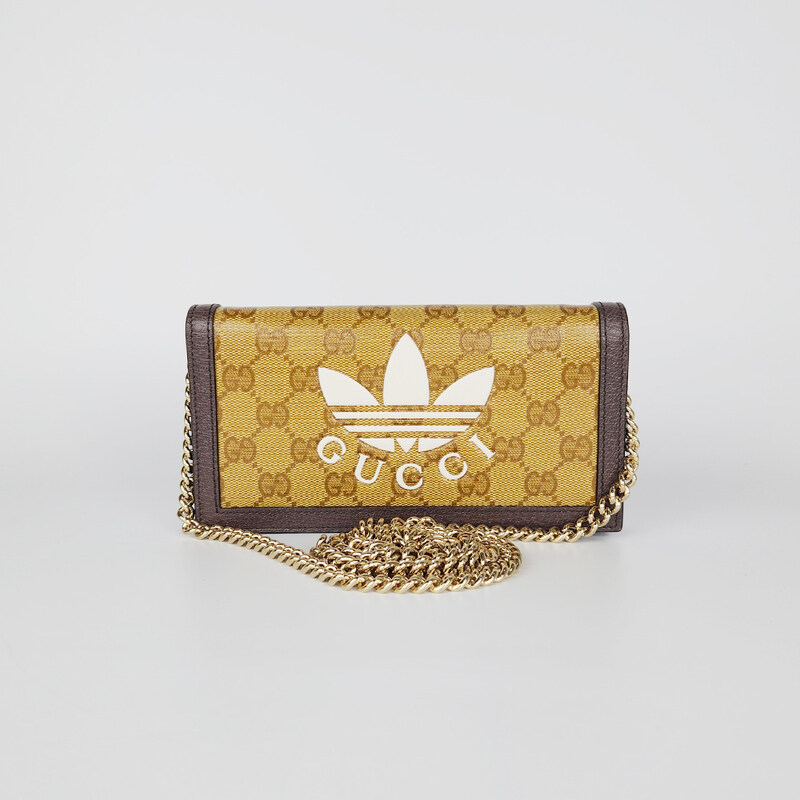 구찌 아디다스 콜라보 WOC 621892 브라운 가죽+캔버스 공용 크로스백 1111205704 - Gucci