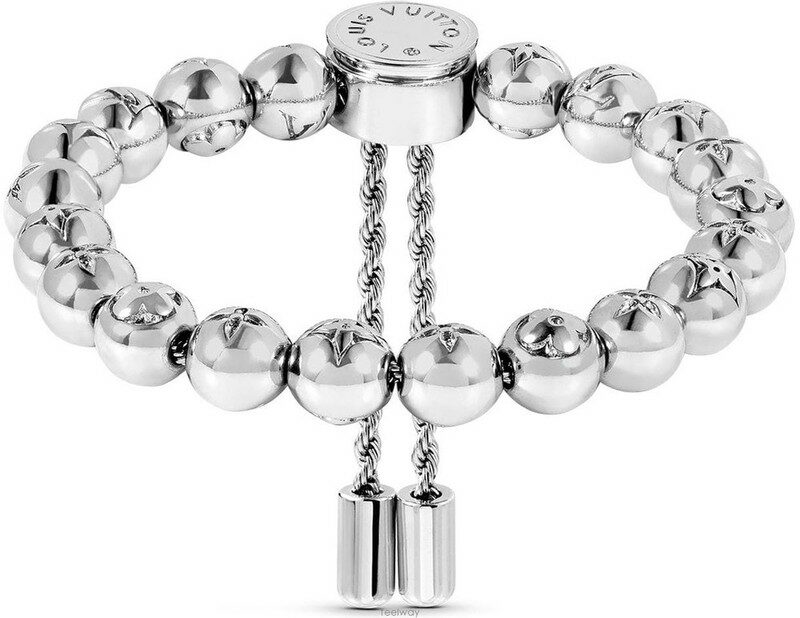 LOUIS VUITTON Monogram beads Bracelet M00512 Metal Silver Black