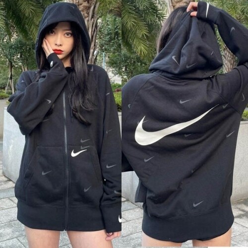 [국내]01-DN4461-010-나이키-스우시풀로고후드집업자켓-블랙 - Nike