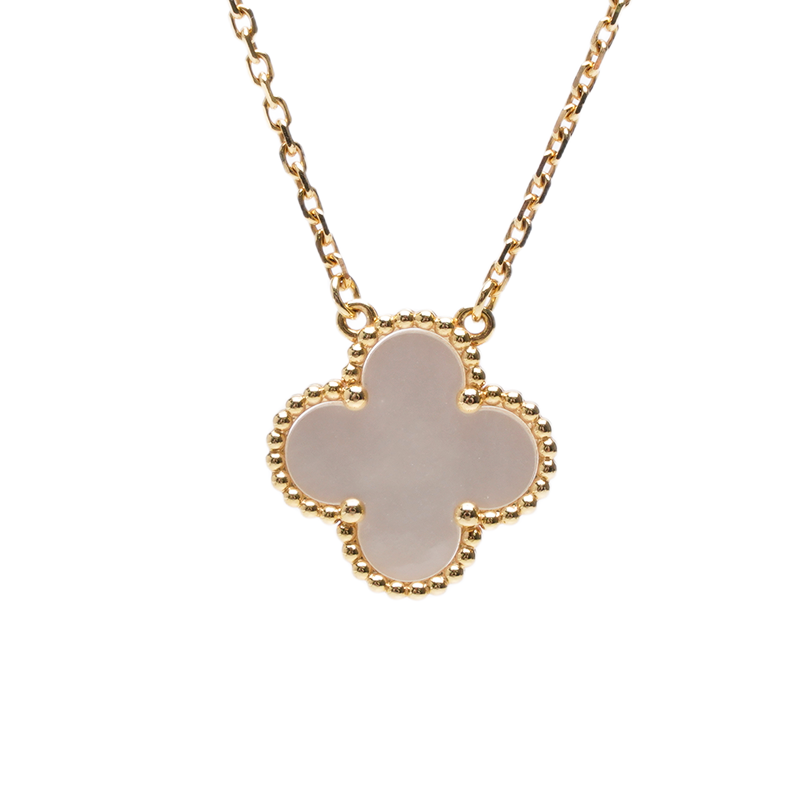 화이트 마더오브펄 18K 빈티지 알함브라 목걸이 - Van Cleef & Arpels