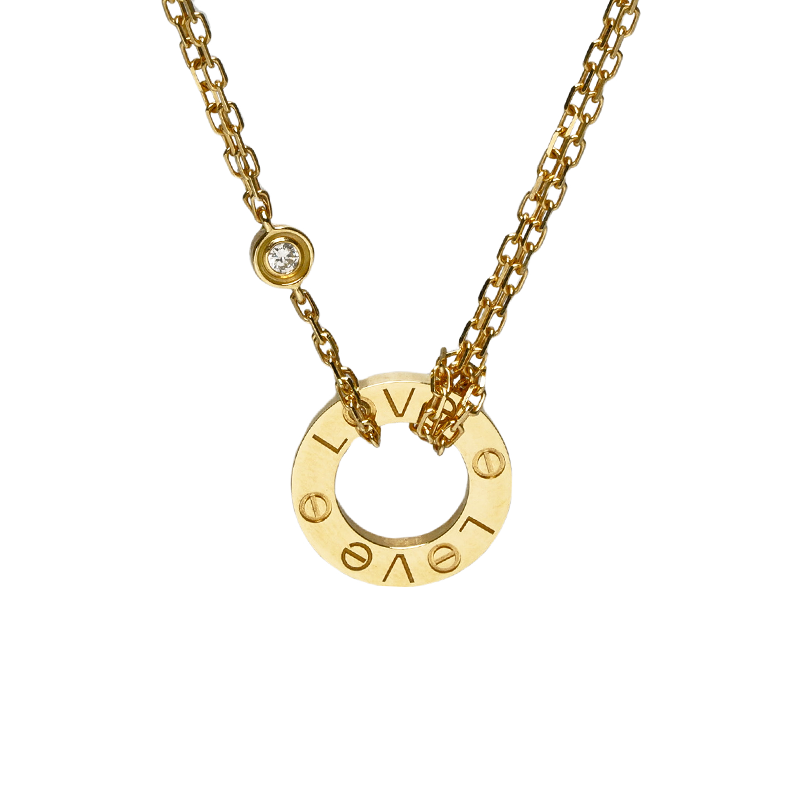 옐로우 골드 18K 다이아 러브 체인 목걸이 - Cartier