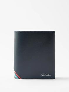 폴스미스 남성 Signature Stripe leather bi fold wallet Navy