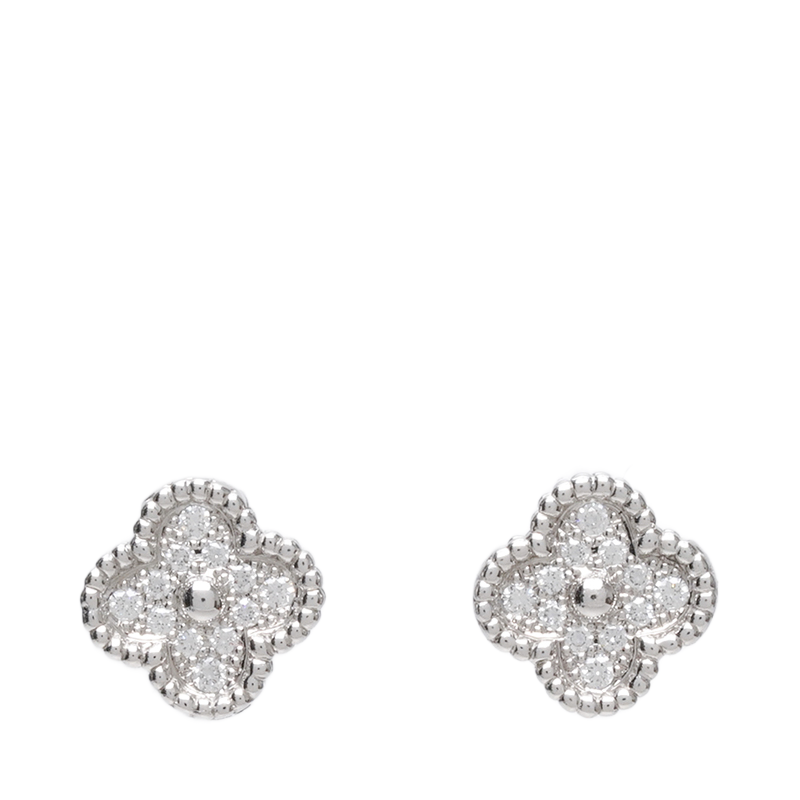 화이트 골드 18K 다이아 스위트 알함브라 귀걸이 - Van Cleef & Arpels