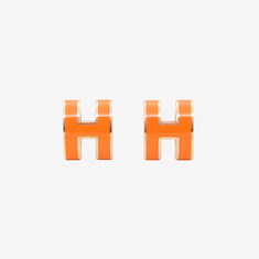 에르메스 미니 팝아슈 H 이어링 귀걸이 로즈골드 오렌지소이 H608002FO02