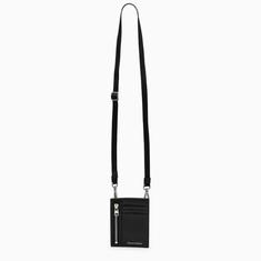 알렉산더 맥퀸 FW22/23 Black credit card holder with shoulder strap 7108541AAJO/L_ALEXQ-1000