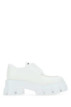 프라다 WHITE White leather Monolith lace up shoes 