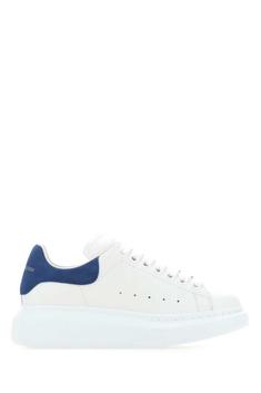 알렉산더 맥퀸 WHITE White leather sneakers with blue suede heel