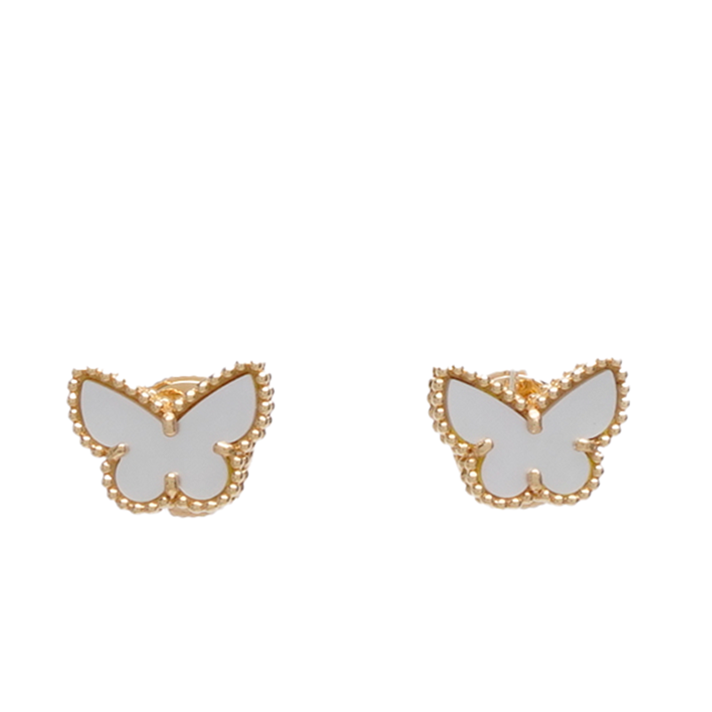 화이트 마더오브펄 18K 스위트 알함브라 버터플라이 귀걸이 - Van Cleef & Arpels