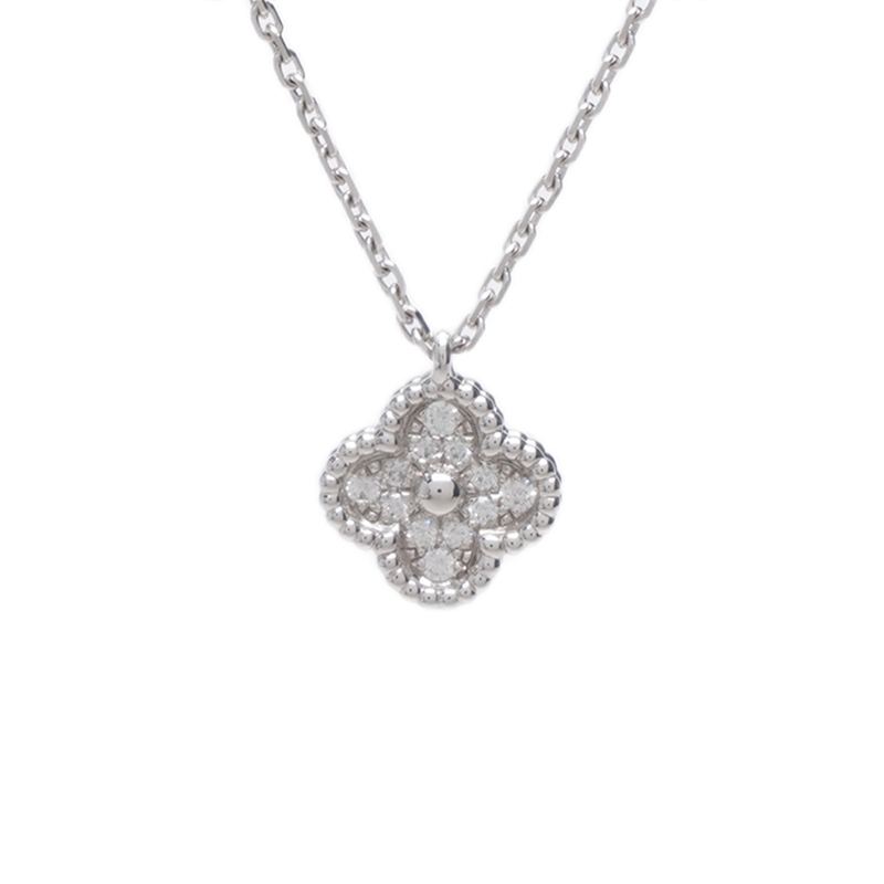 화이트 골드 다이아 18K 스위트 알함브라 목걸이 - Van Cleef & Arpels