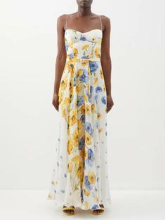 Capri floral print silk chiffon maxi dress 1513496