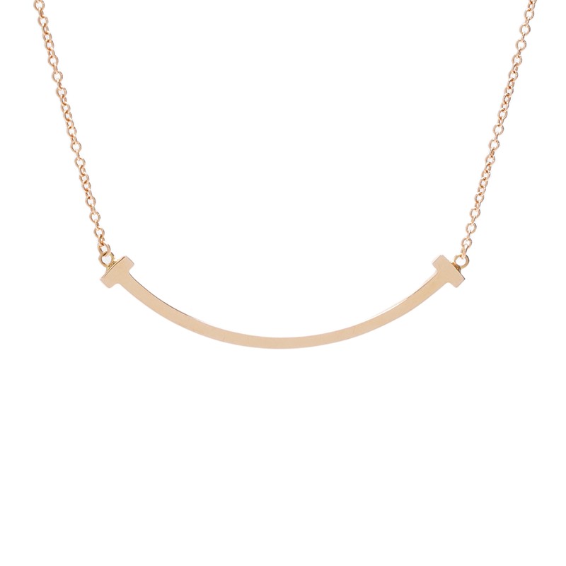로즈 골드 18K T 스마일 스몰 목걸이 - Tiffany & Co