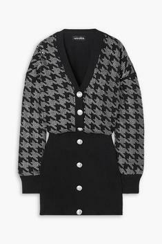 레트로페테 Tala embellished houndstooth  cotton and cashmere blend mini dress 1647597327050996