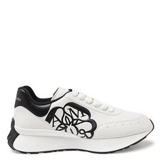 알렉산더 맥퀸  WHITE AND BLACK LEATHER SPRINT RUNNER SNEAKERS 691342WIC959061