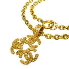 Vintage Triple COCO Mark Long Necklace Gold Plated 125.6g 26.4" 94A Women