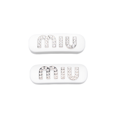 화이트 로고 크리스탈 헤어클립 (2pcs)