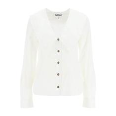 가니 FW23 Shirt Ganni shirt with peter pan collar BRIGHT WHITE F5778