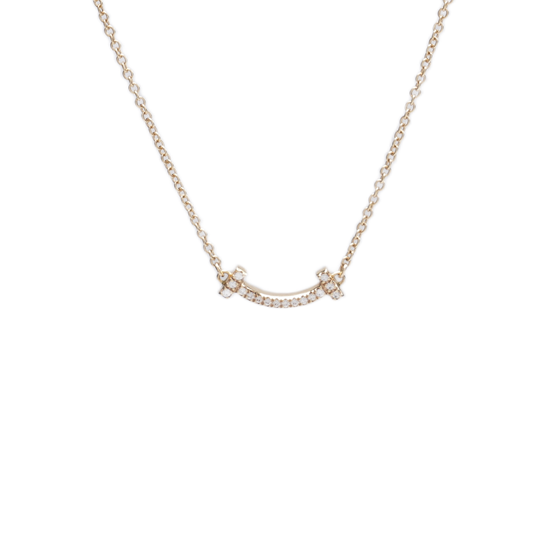 로즈 골드 18K 풀파베 T 스마일 미니 목걸이 - Tiffany & Co