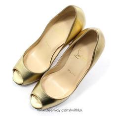 중고 Christian Louboutin - 크리스찬 루부탱 골드 VERY PRIVE 오픈토 펌프스 하이힐 구두 35 썸네일 4