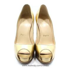 중고 Christian Louboutin - 크리스찬 루부탱 골드 VERY PRIVE 오픈토 펌프스 하이힐 구두 35 썸네일 7