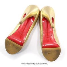 중고 Christian Louboutin - 크리스찬 루부탱 골드 VERY PRIVE 오픈토 펌프스 하이힐 구두 35 썸네일 2