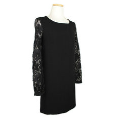 BCBG 블랙 플라워 레이스 트림 원피스(XXS) 썸네일 1