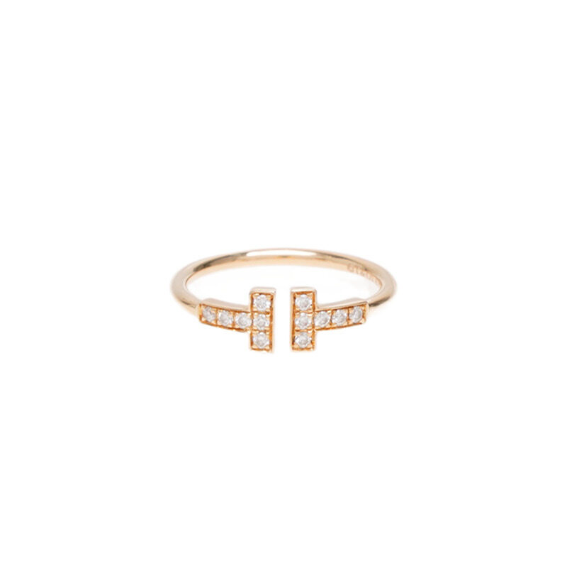 (13호) 로즈 골드 다이아 18K T 와이어 반지 - Tiffany & Co