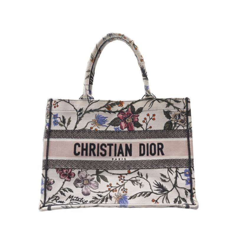 【お洒落♪】Dior Book Tote バッグ Small Dior Book Tote Latte and Black Dior Zodiac Embroidery
