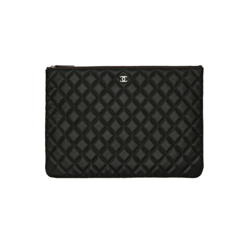 샤넬 클래식 파우치 클러치 백 라지 블랙 은장 A82552 - Chanel