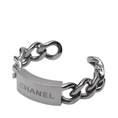 실버 CHANEL 로고 체인 오픈 커프 뱅글 팔찌 썸네일 2