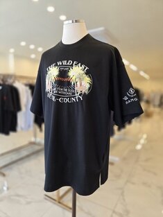 25SS 우영미 블랙 야자수 그래픽 티셔츠 W251TS19708B 썸네일 1