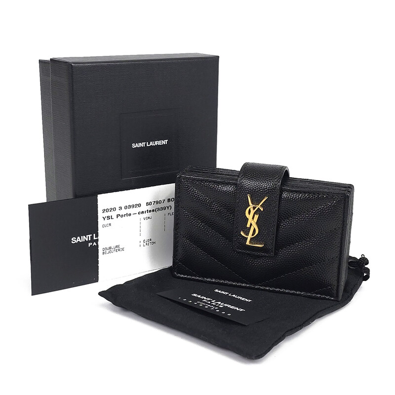 생로랑 607907 마틀라쎄 금장 모노그램 비즈니스 카드지갑 - Saint Laurent