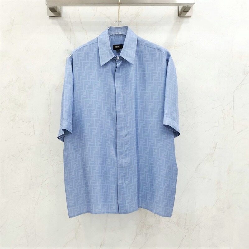 [럭스유] 40 / 펜디 FF 패턴 라이트블루 실크 셔츠 FS0795 - Fendi