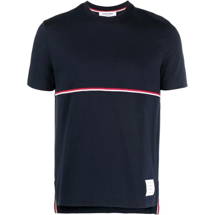 [국내발송] 톰브라운 RWB 미드웨이트 져지 반팔티 네이비 MJS221A J0058 415 - Thom Browne