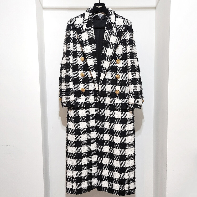 발망 트위드 롱 코트 L108276 - Balmain