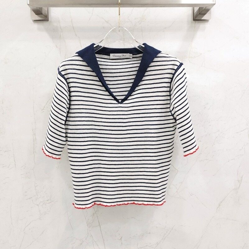 [럭스유] 40 / 디올 리비에라 마리니에르 모티프 스웨터 니트 반팔 444S67AM785 - Christian Dior