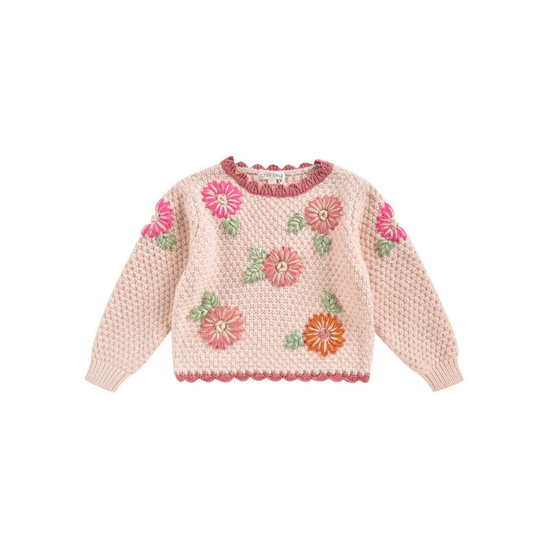 24FW 키즈 플라워 아시아 니트 블러쉬 J0023 BLUSH - Louise Misha
