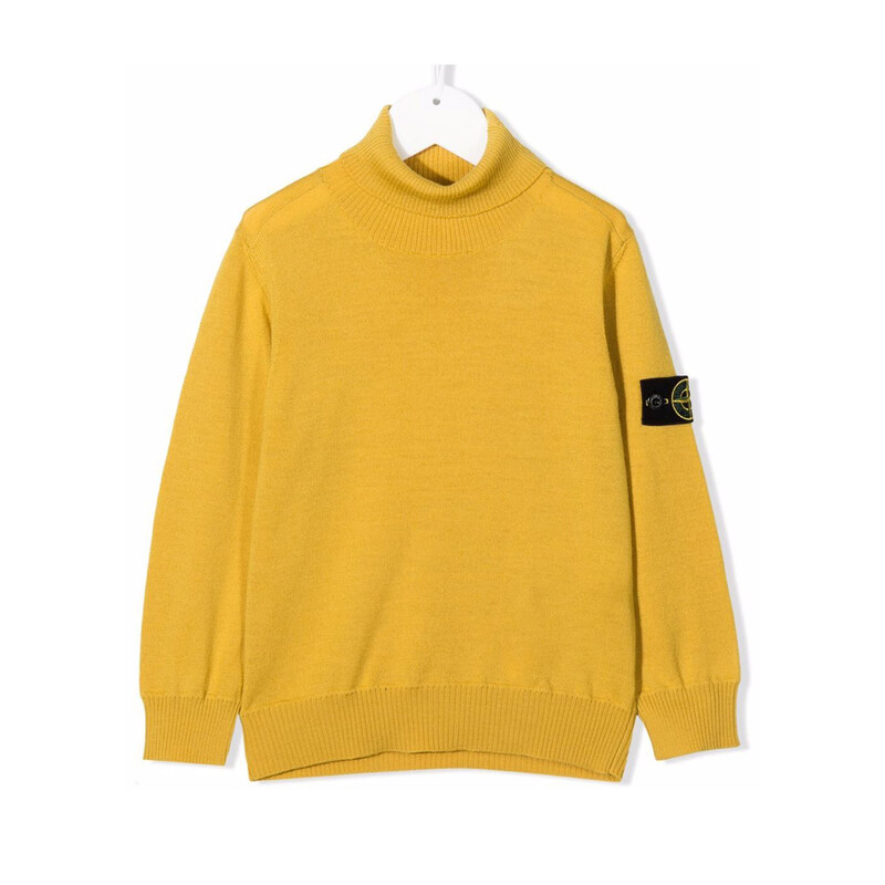 21FW 키즈 와펜 터틀넥 니트 옐로우 7516517A4 V0034 - Stone Island