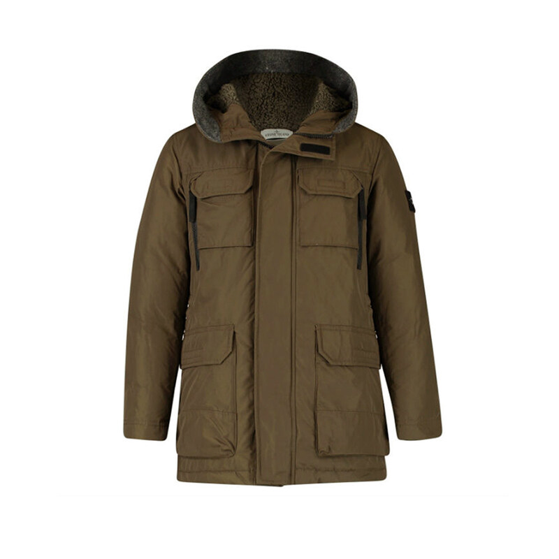 키즈 와펜 후드 패딩 자켓 카키 691640634 V0054 - Stone Island