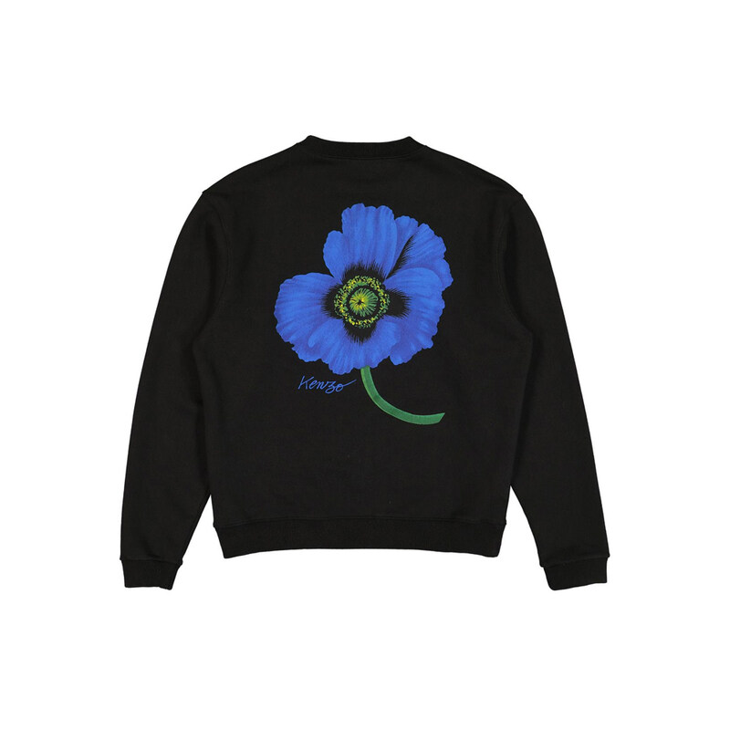 22FW 플라워 백로고 기모 맨투맨 블랙 5SW425 4MF 99J - Kenzo