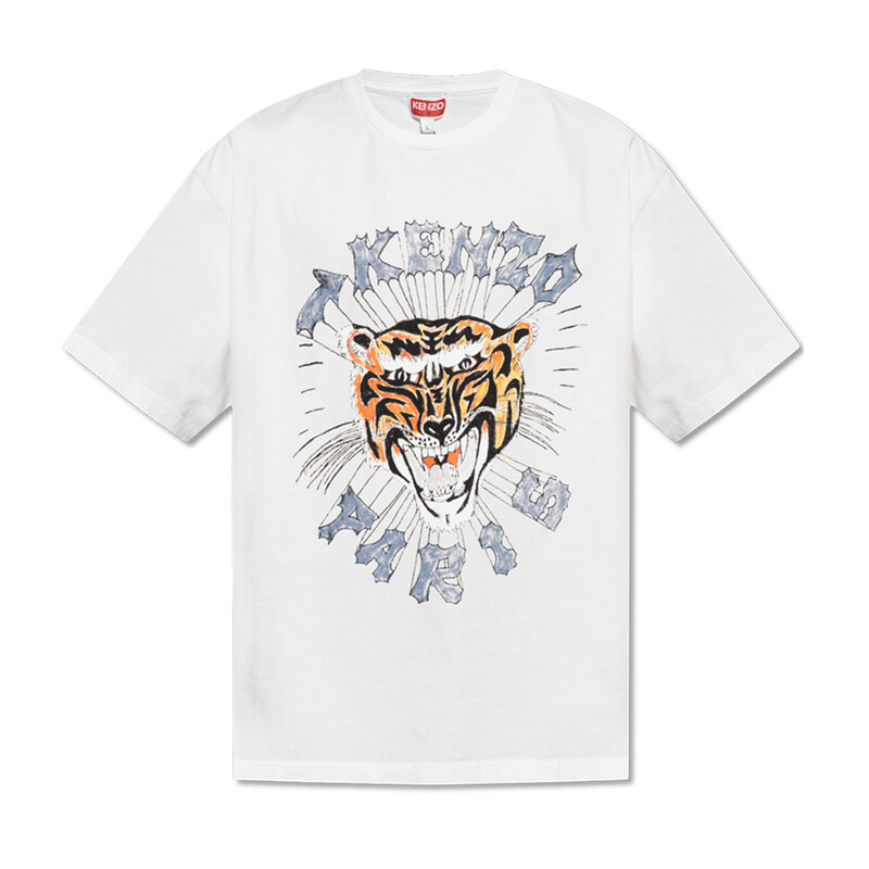 24SS 타이거 프린팅 티셔츠 화이트 5TS274 4SG 02 - Kenzo