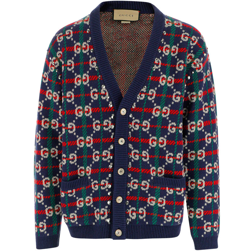 25SS GG 스터드 브이넥 울 가디건 716334 XKCOZ 4804 - Gucci