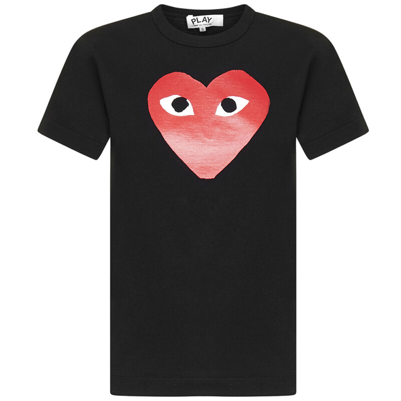 24SS 레드 하트 프린트 티셔츠 블랙 AZ-T112-051-1 - Comme des Garcons