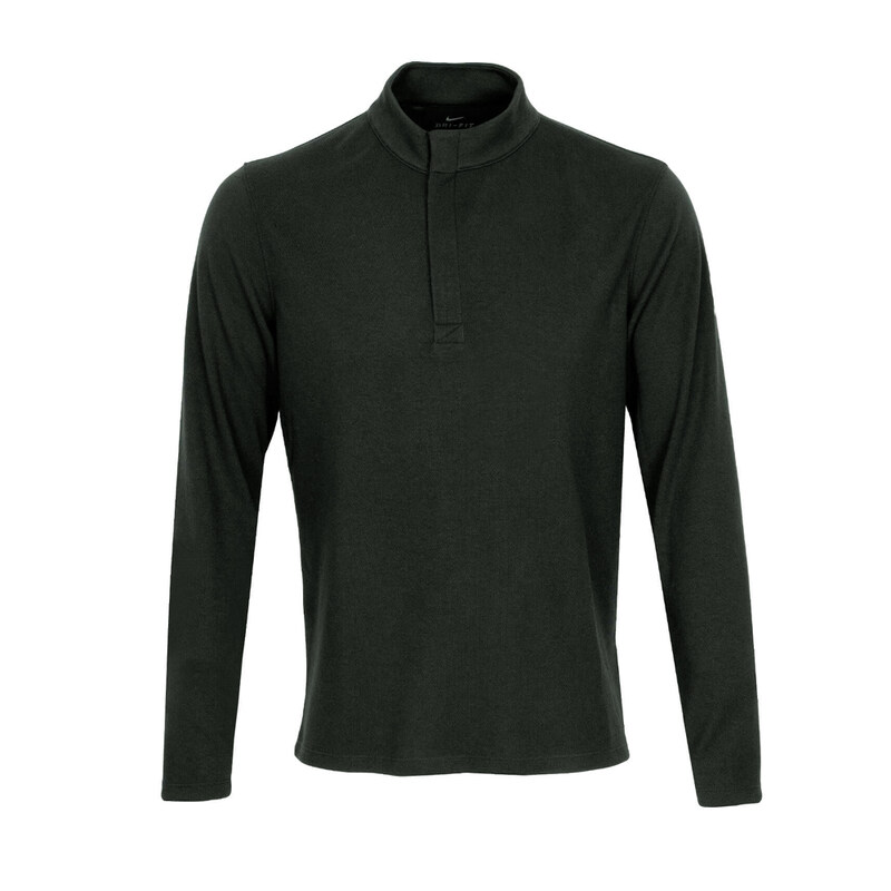 로고 자수 드라이핏 반집업 티셔츠 블랙 BV0398 010 - Nike
