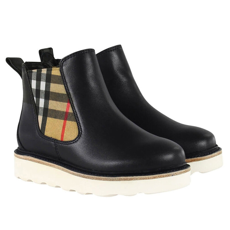 키즈 헤이든 HAYDEN 체크 앵클 부츠 블랙 4078604 - Burberry